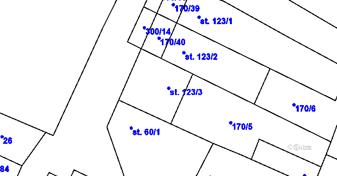 Parcela st. 123/3 v KÚ Hospozín, Katastrální mapa