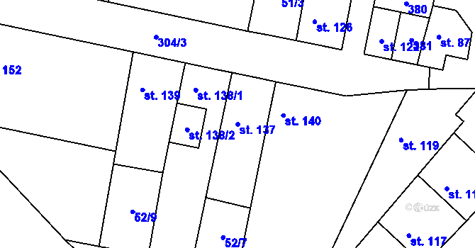 Parcela st. 137 v KÚ Hospozín, Katastrální mapa