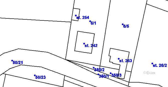 Parcela st. 242 v KÚ Hospozín, Katastrální mapa