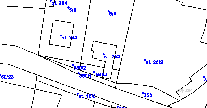 Parcela st. 253 v KÚ Hospozín, Katastrální mapa