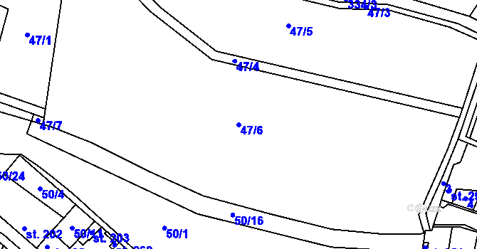 Parcela st. 47/6 v KÚ Hospozín, Katastrální mapa