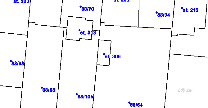 Parcela st. 306 v KÚ Hospozín, Katastrální mapa