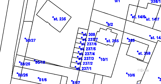 Parcela st. 237/6 v KÚ Hospozín, Katastrální mapa
