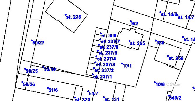 Parcela st. 237/5 v KÚ Hospozín, Katastrální mapa