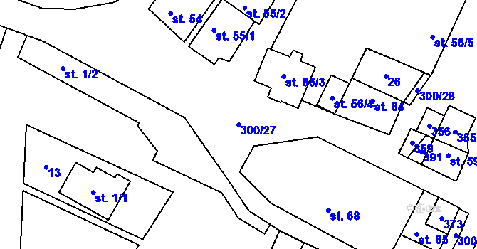 Parcela st. 300/27 v KÚ Hospozín, Katastrální mapa