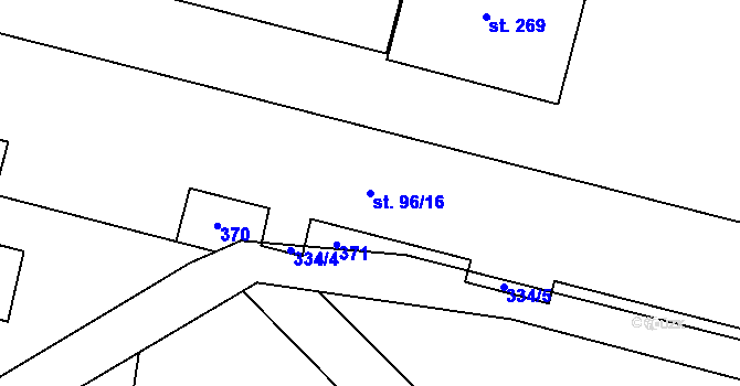 Parcela st. 96/16 v KÚ Hospozín, Katastrální mapa
