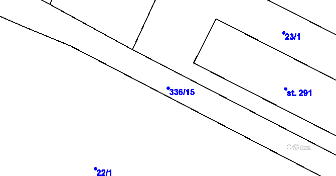 Parcela st. 336/15 v KÚ Hospozín, Katastrální mapa