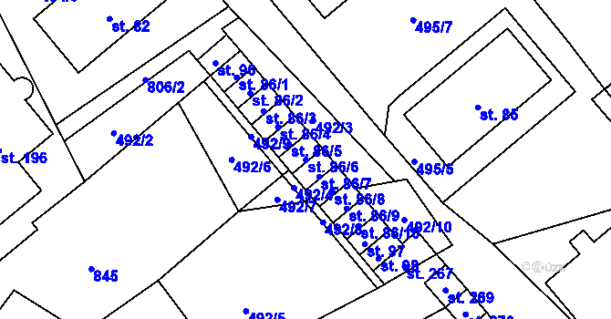 Parcela st. 86/6 v KÚ Hospříz, Katastrální mapa