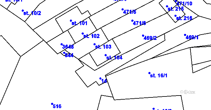 Parcela st. 104 v KÚ Hospříz, Katastrální mapa