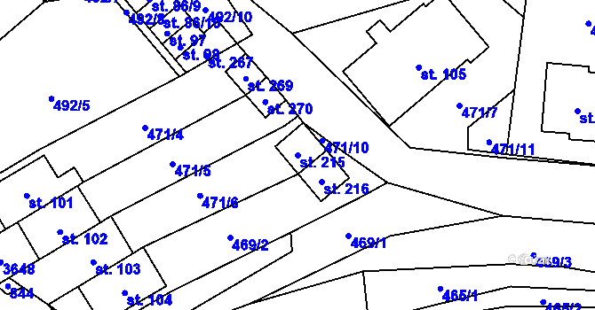 Parcela st. 215 v KÚ Hospříz, Katastrální mapa