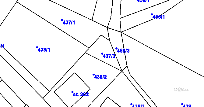 Parcela st. 437/3 v KÚ Hospříz, Katastrální mapa