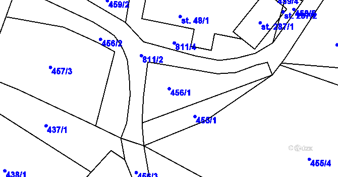 Parcela st. 456/1 v KÚ Hospříz, Katastrální mapa