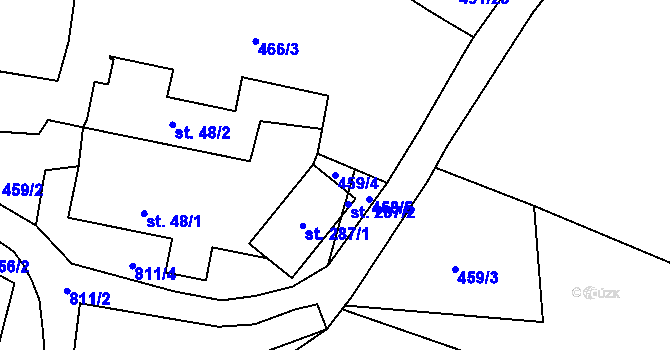 Parcela st. 459/4 v KÚ Hospříz, Katastrální mapa