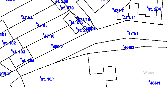 Parcela st. 469/1 v KÚ Hospříz, Katastrální mapa