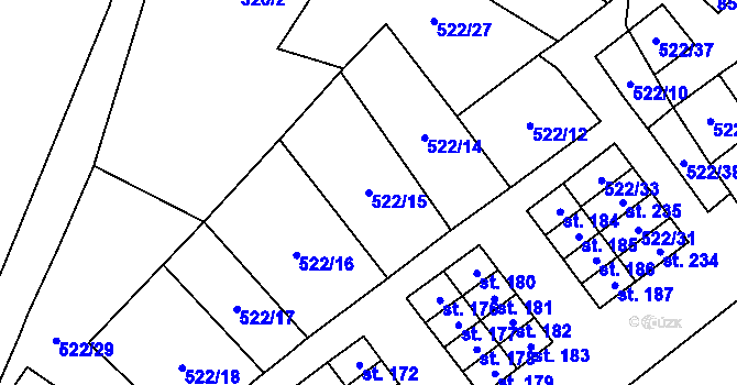 Parcela st. 522/15 v KÚ Hospříz, Katastrální mapa