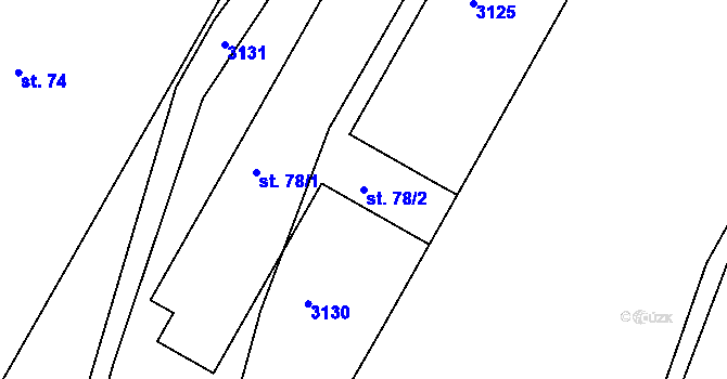 Parcela st. 78/2 v KÚ Hospříz, Katastrální mapa