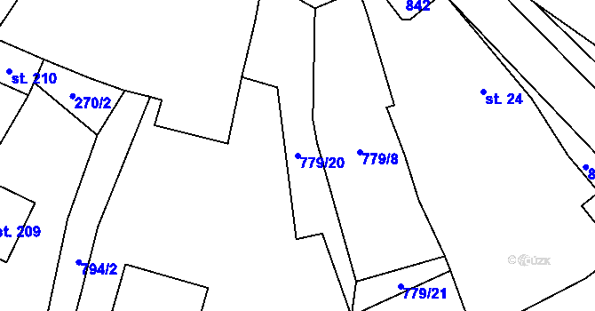 Parcela st. 779/20 v KÚ Hospříz, Katastrální mapa