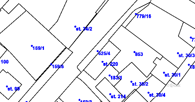 Parcela st. 525/4 v KÚ Hospříz, Katastrální mapa