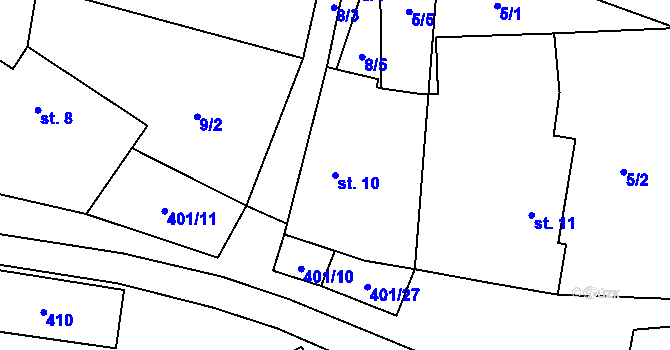 Parcela st. 10 v KÚ Hrutkov, Katastrální mapa