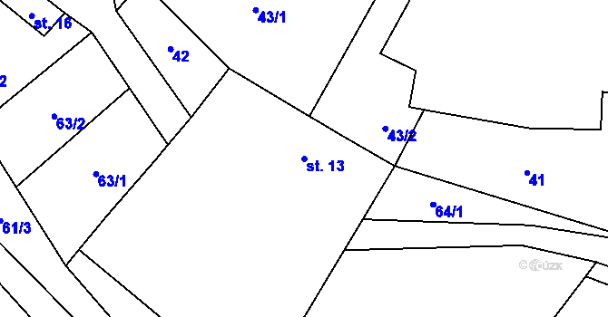 Parcela st. 13 v KÚ Kačlehy, Katastrální mapa