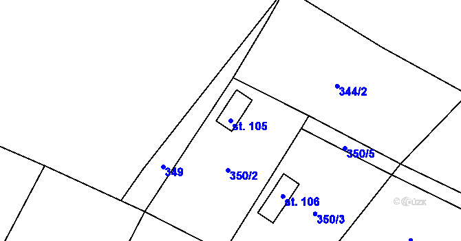 Parcela st. 105 v KÚ Kačlehy, Katastrální mapa