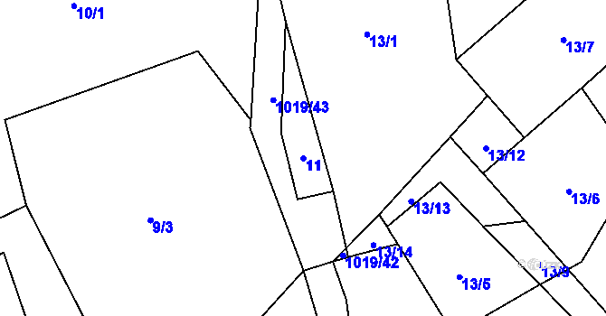 Parcela st. 11 v KÚ Kačlehy, Katastrální mapa