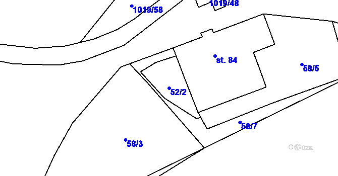 Parcela st. 52/2 v KÚ Kačlehy, Katastrální mapa