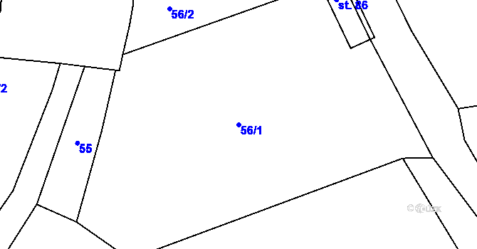 Parcela st. 56/1 v KÚ Kačlehy, Katastrální mapa