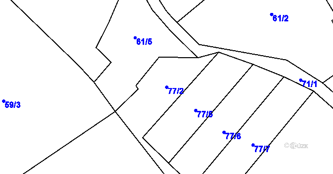 Parcela st. 77/2 v KÚ Kačlehy, Katastrální mapa