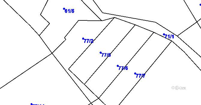 Parcela st. 77/5 v KÚ Kačlehy, Katastrální mapa
