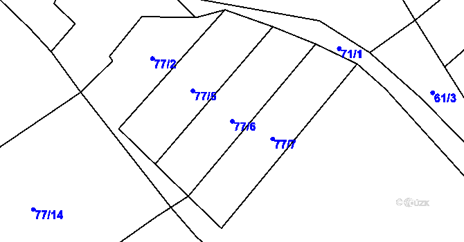 Parcela st. 77/6 v KÚ Kačlehy, Katastrální mapa