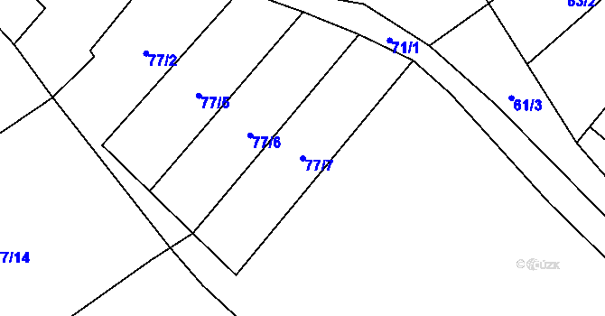 Parcela st. 77/7 v KÚ Kačlehy, Katastrální mapa