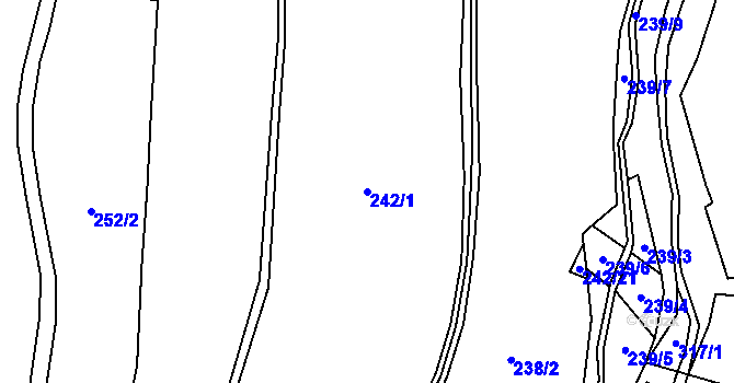 Parcela st. 242/1 v KÚ Kačlehy, Katastrální mapa