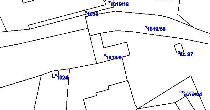 Parcela st. 1019/8 v KÚ Kačlehy, Katastrální mapa