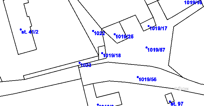 Parcela st. 1019/18 v KÚ Kačlehy, Katastrální mapa