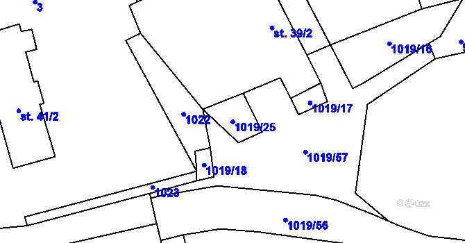 Parcela st. 1019/25 v KÚ Kačlehy, Katastrální mapa