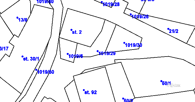 Parcela st. 1019/29 v KÚ Kačlehy, Katastrální mapa