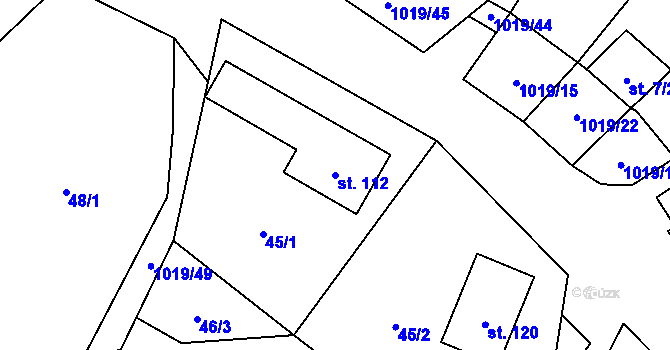 Parcela st. 112 v KÚ Kačlehy, Katastrální mapa