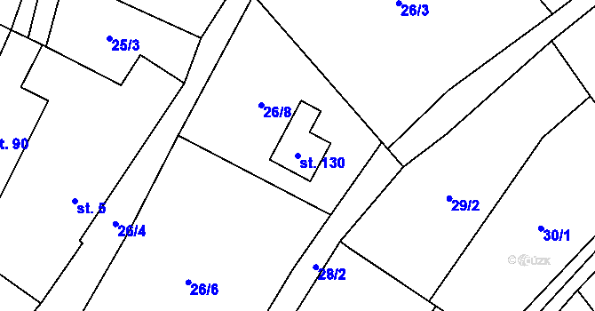 Parcela st. 130 v KÚ Kačlehy, Katastrální mapa