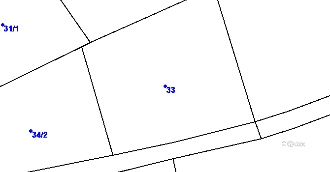 Parcela st. 33 v KÚ Kačlehy, Katastrální mapa
