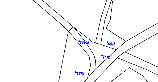 Parcela st. 77/15 v KÚ Kačlehy, Katastrální mapa