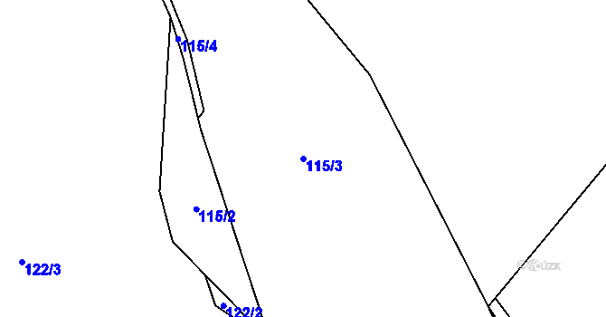 Parcela st. 115/3 v KÚ Kačlehy, Katastrální mapa