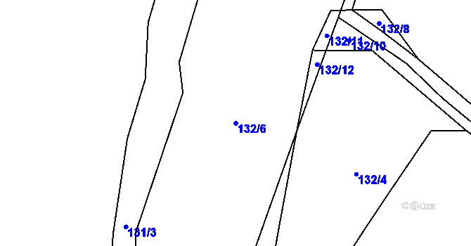 Parcela st. 132/6 v KÚ Kačlehy, Katastrální mapa