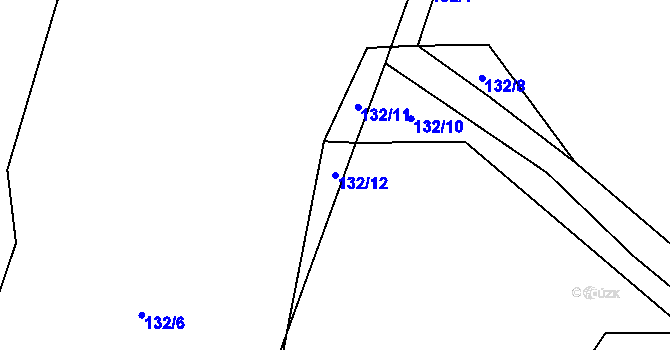 Parcela st. 132/12 v KÚ Kačlehy, Katastrální mapa