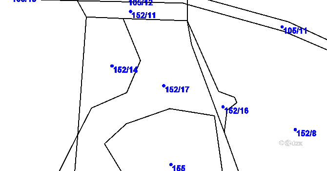 Parcela st. 152/17 v KÚ Kačlehy, Katastrální mapa
