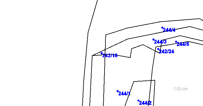 Parcela st. 242/18 v KÚ Kačlehy, Katastrální mapa
