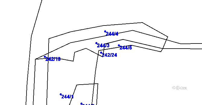 Parcela st. 242/24 v KÚ Kačlehy, Katastrální mapa