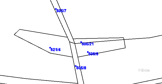 Parcela st. 506/21 v KÚ Kačlehy, Katastrální mapa