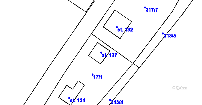 Parcela st. 137 v KÚ Kačlehy, Katastrální mapa