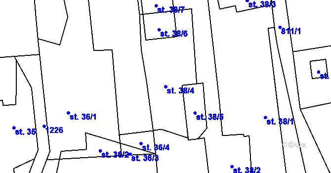 Parcela st. 38/4 v KÚ Hostašovice, Katastrální mapa